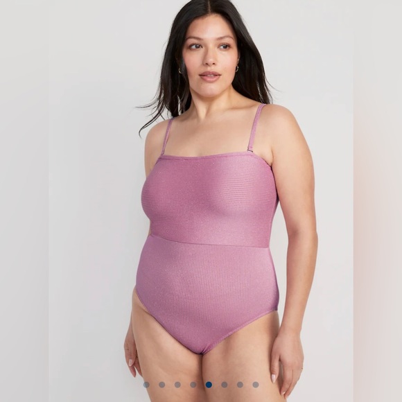 🆕 Old Navy Women’s Convertible Metallic Shine One Piece Swim Swimsuit Shimmer XL - Picture 5 of 16